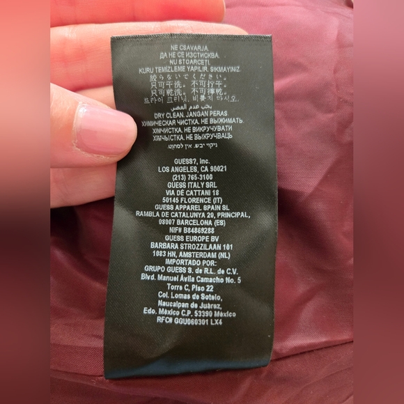 GUESS Faux Fur bomber jacket. Zip up. Fully lined. Size Small. Eggplant/ Purple. - Picture 5 of 10